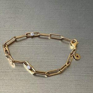 Pandora Elegant Gold Link Bracelet with Zirconia